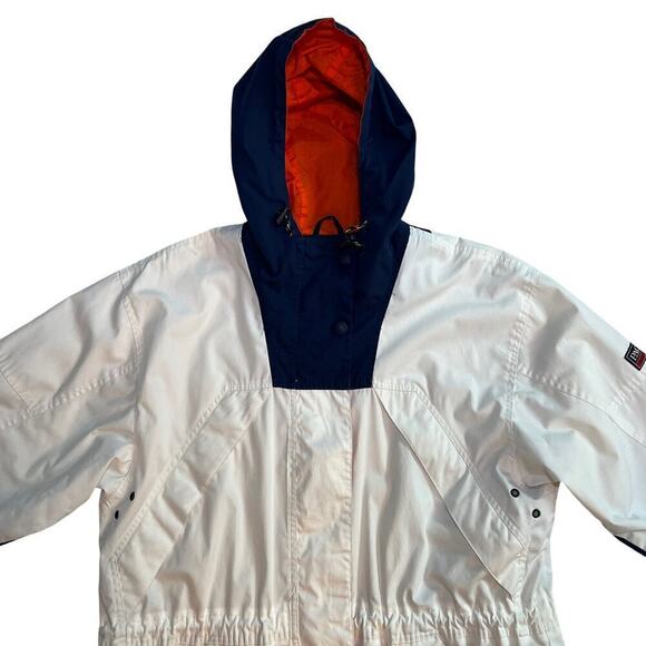 Pacific Trail Outerwear Unisex Utility Jacket Size L White/Navy/Orange Zip Hood - Picture 7 of 15